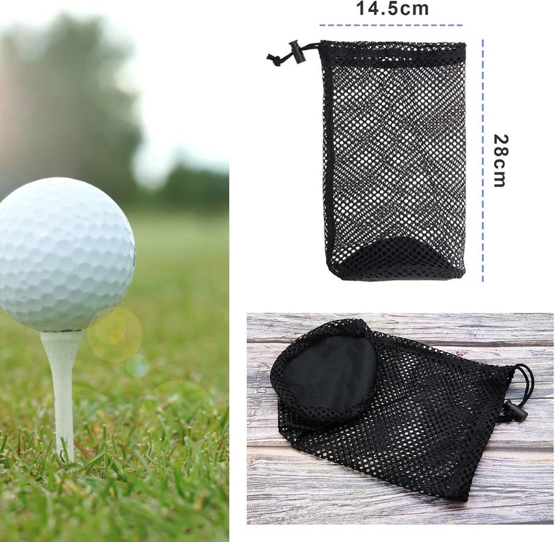 SING F LTD 2PCS Golf Ball Storage Bag - Nylon Mesh Pouch for 48-56 Balls - Drawstring Closure - Black - Image 3
